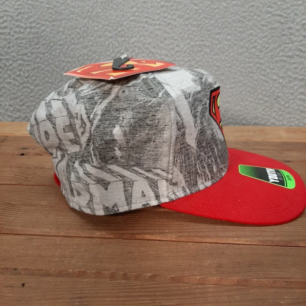 Superman Hat Kids‎ Snapback Cap Gray Red DC Comics Superhero Cartoon School NEW